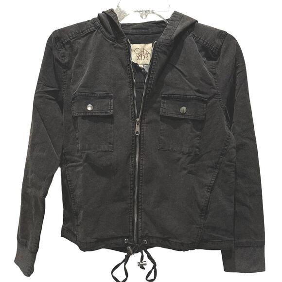 Chaser women’s Twill hooded zip up jacket v.black Size S - Picture 3 of 6